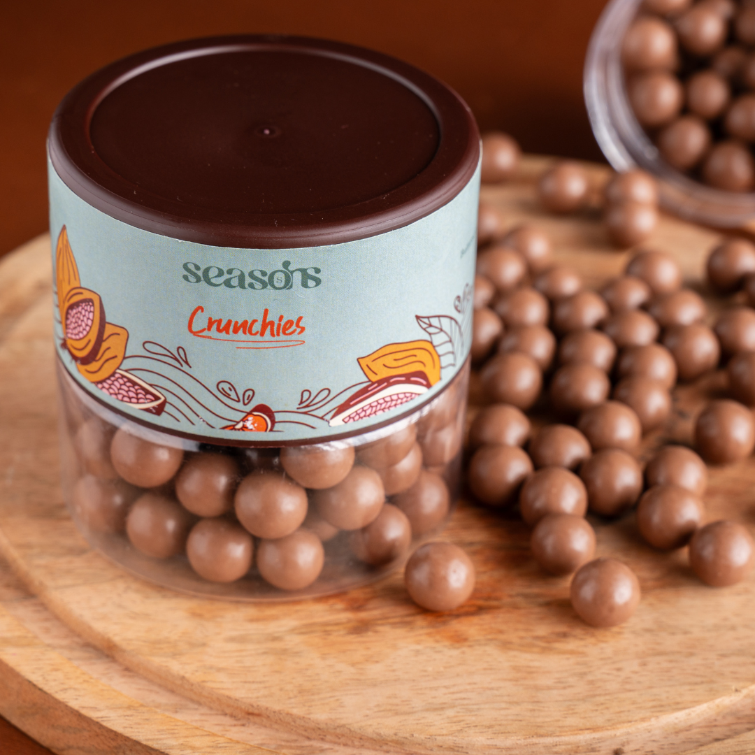 Caramel crunch chocolates in luxury packaging