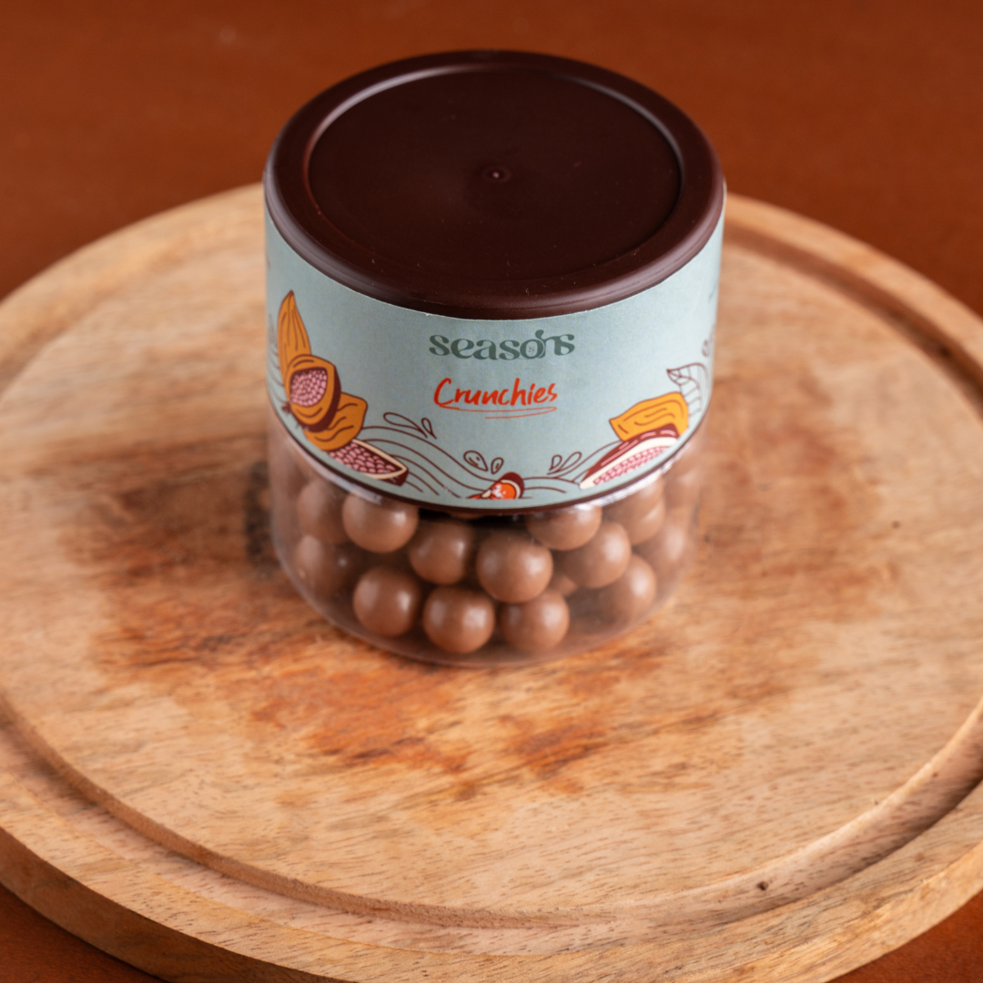 Handcrafted caramel crunch in chocolate coating