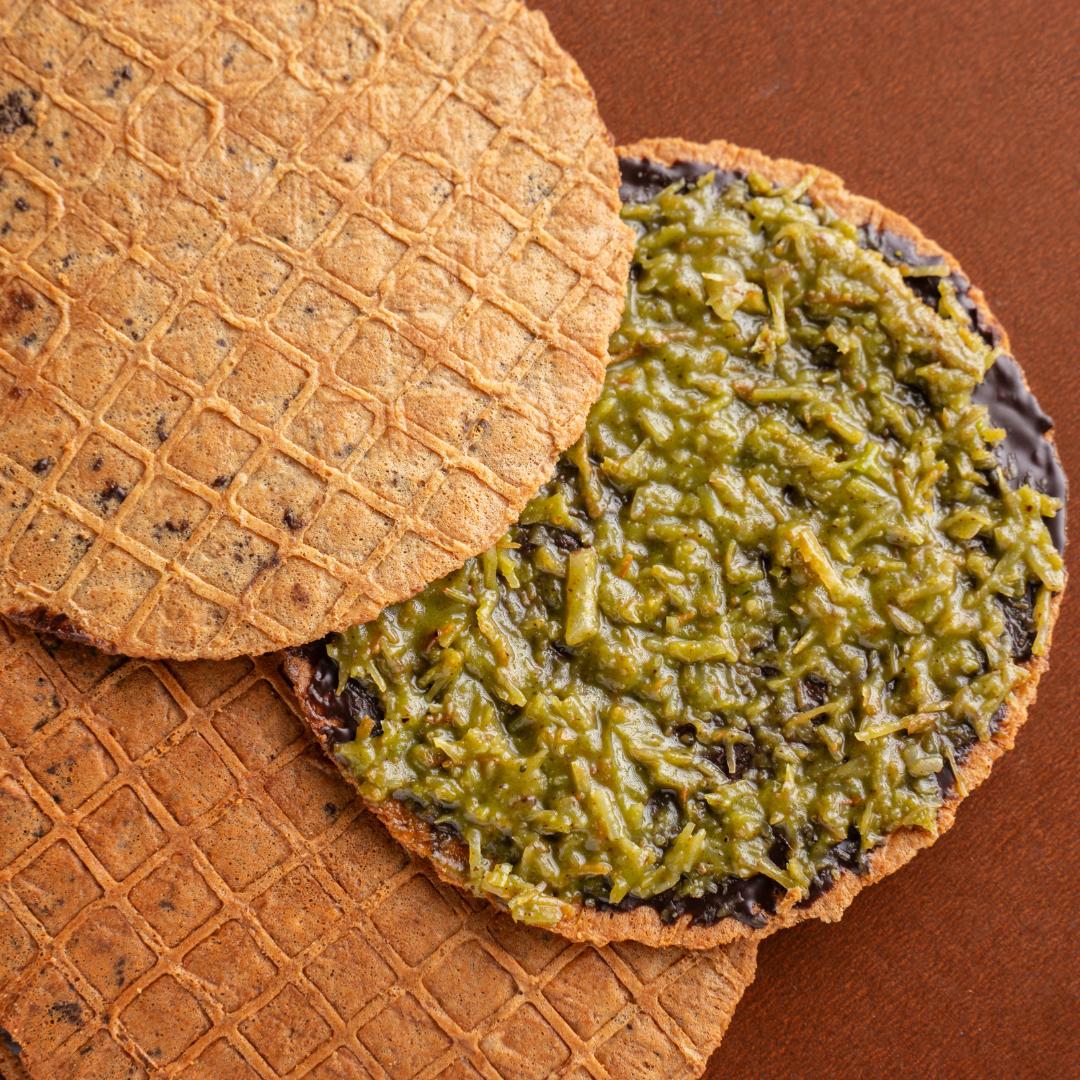 Delicate waffle crisps dipped in milk chocolate