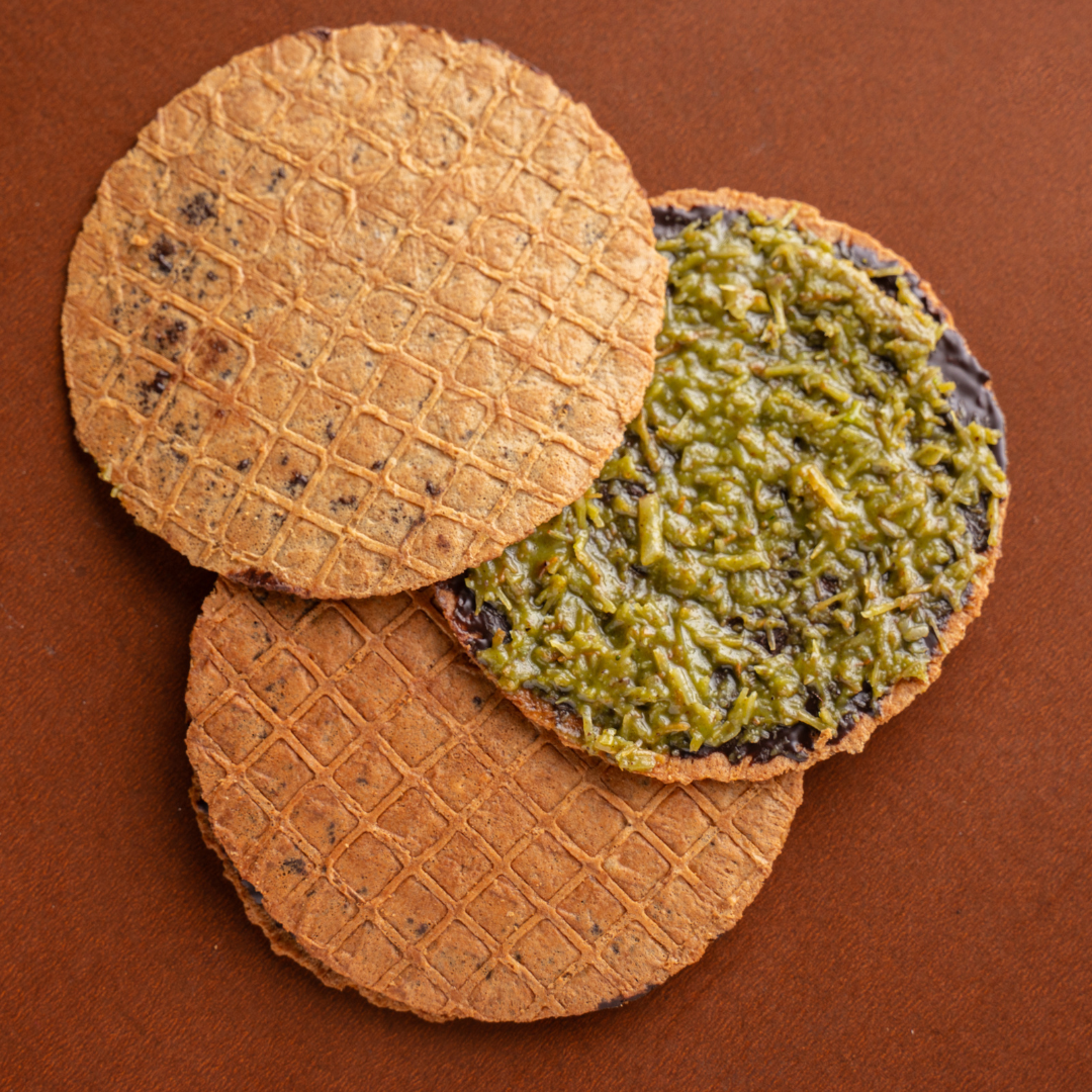 Handcrafted chocolate-dipped waffle thins