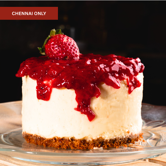A classic indulgence! Our Strawberry Cheesecake is crafted with rich, creamy cheese and baked to perfection for a smooth, velvety texture. Topped with a luscious strawberry compote, it offers the perfect balance of fruity sweetness and creamy decadence.