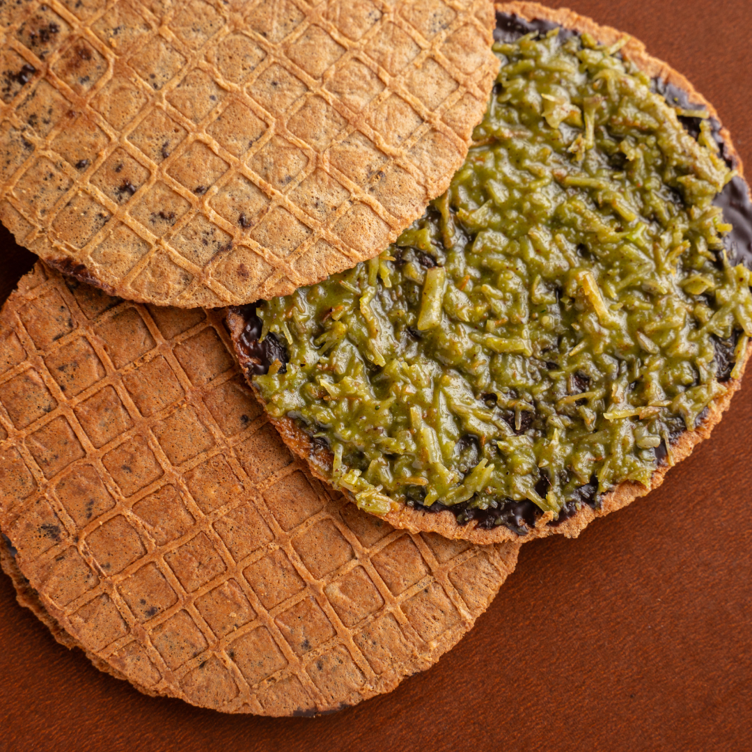 Handcrafted chocolate-dipped waffle thins
